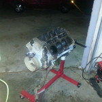 LQ4 shortblock on stand